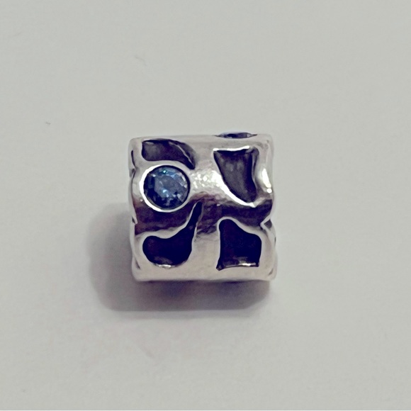 Retired Pandora Blue CZ Cut out Barrel Bead - Picture 3 of 5